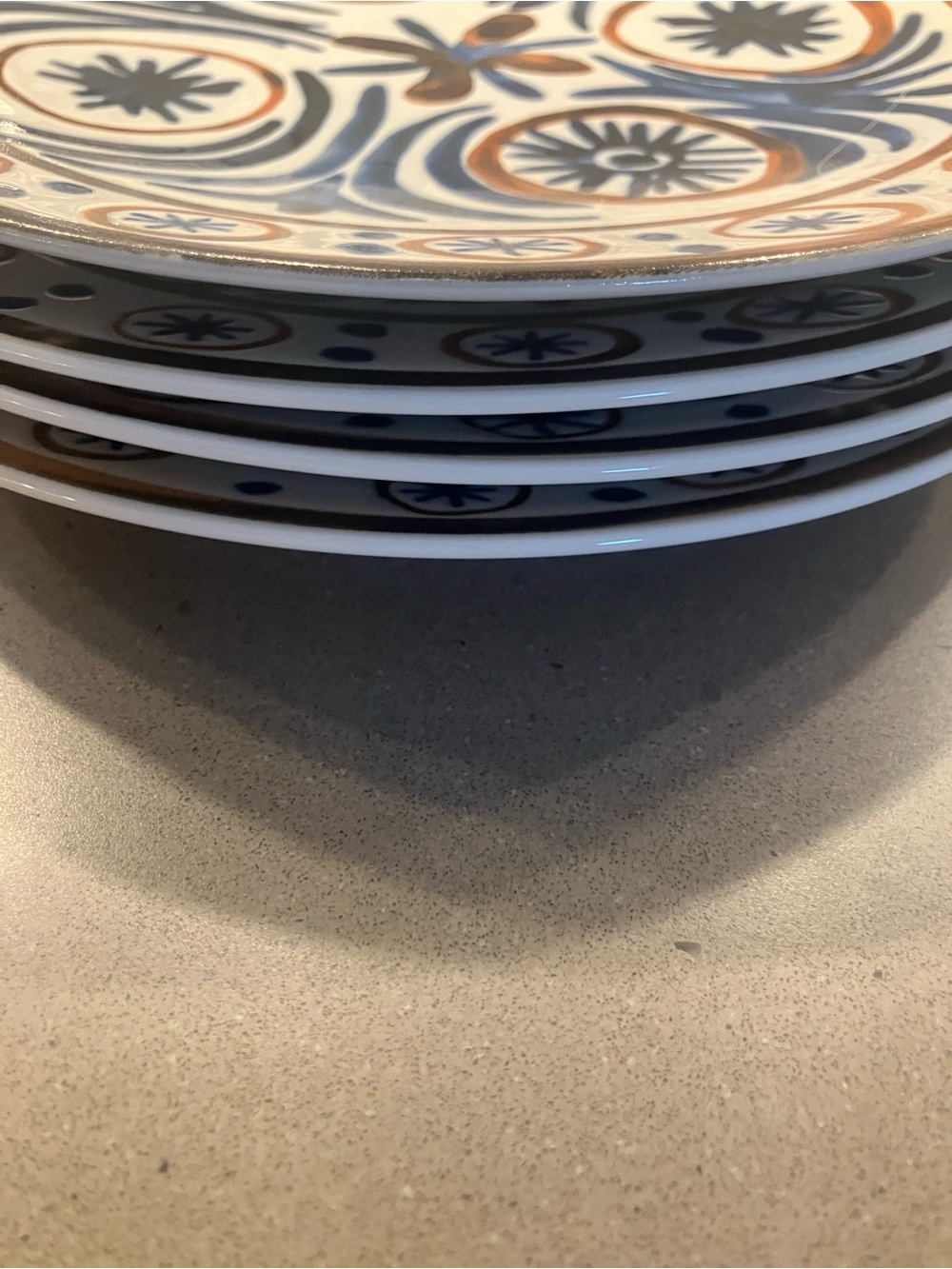 West Elm Nilak Blue and Brown Salad Plates set of 4 - Picture 3 of 3